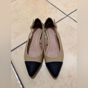 Old Navy Cap toe Beige and Black Women's Flats